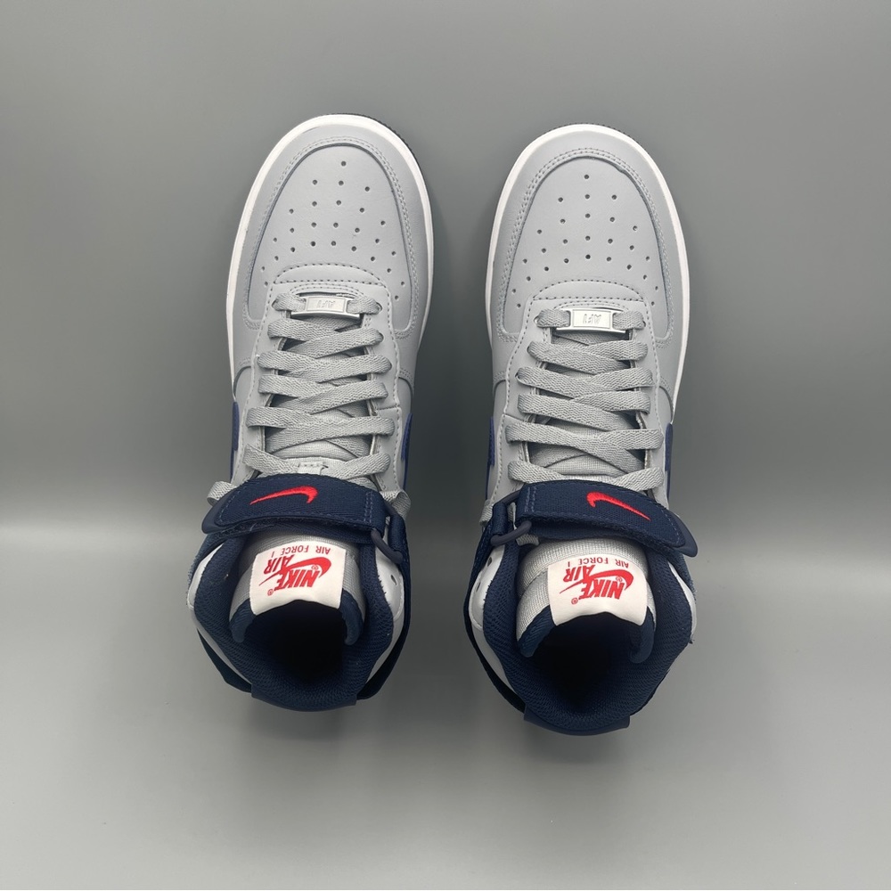 Nike Air Force 1 Hi QS Shoes "Patriots" Wolf Gray Navy / Size 7. - Picture 10 of 14
